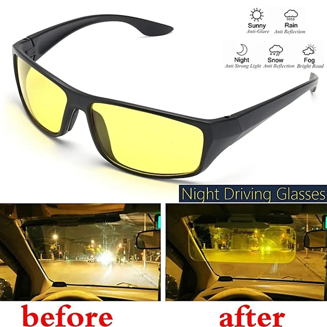 Trendy Yellow Uv Protection Night Drive Sports Sunglass For Men And Women